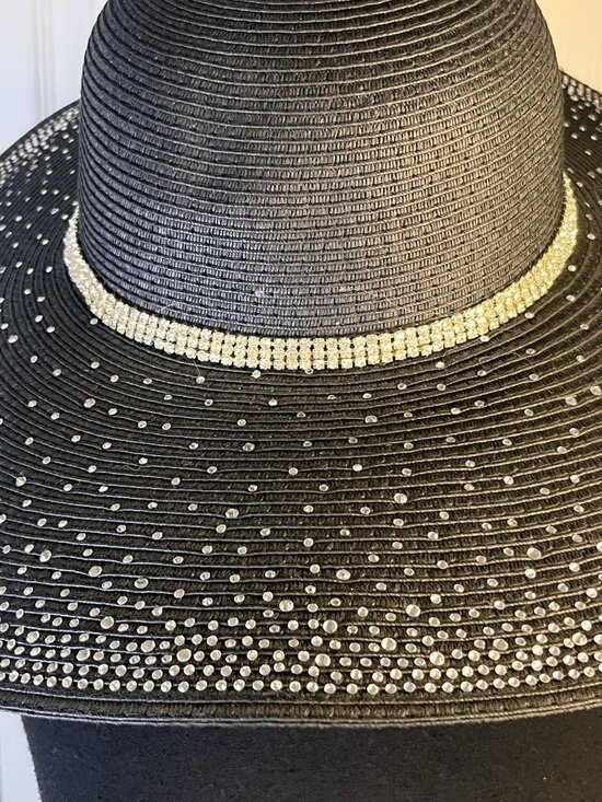 CoG New York Wide Brim Floppy Hat Derby One Size Rhinestones Sun Church Sparkly main image 7